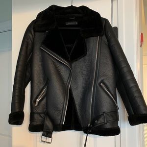 Zara Double Faced Biker Jacket, Black